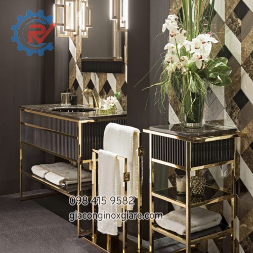 Nhận gia công nội thất inox mạ PVD vàng theo yêu cầu 