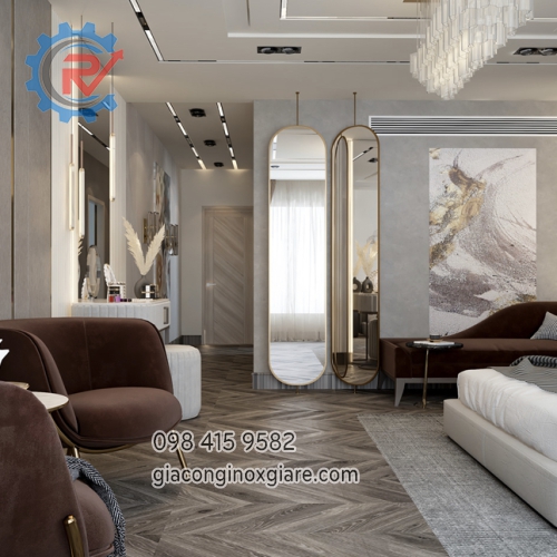 Gia công sản xuất gương soi khung inox mạ PVD 