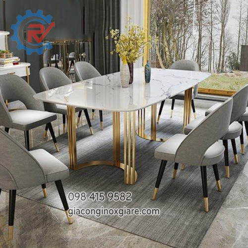 Bàn ăn  mạ vàng PVD đẳng cấp sang trọng 