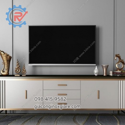 Kệ ti vi khung inox mạ vàng.