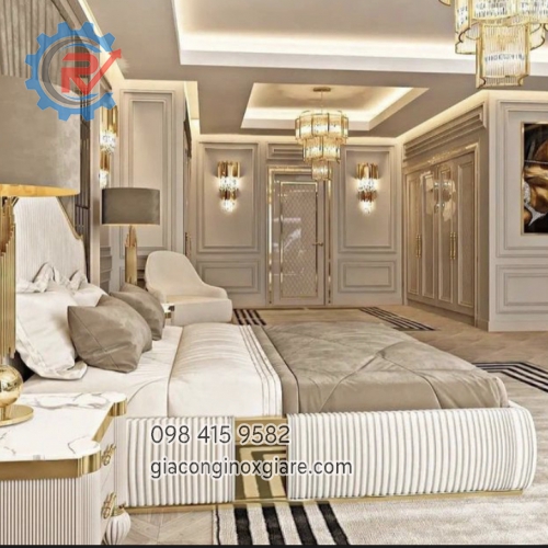 Nội thất phòng ngủ mạ vàng phong cách hiện đại sang trọng 
