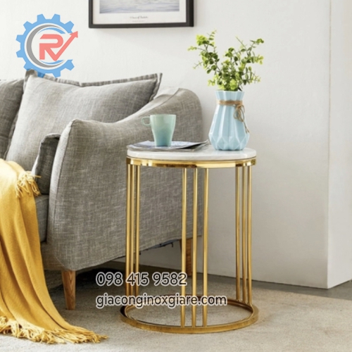 Kệ đôn trang trí phòng bằng inox mạ PVD vàng gold 