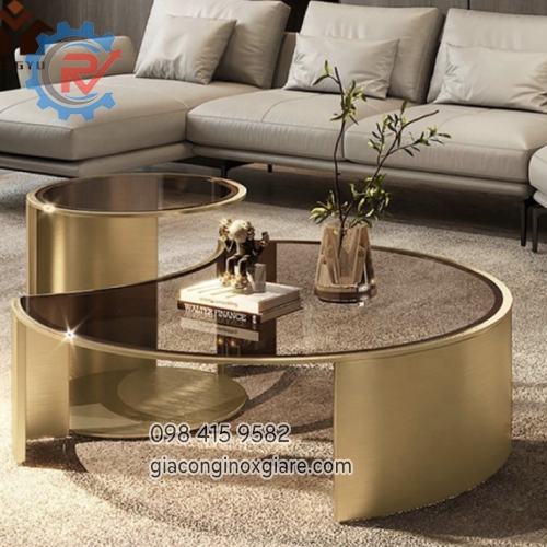 Bàn sofa kiểu dáng đơn giản hiện đại sang trọng mạ vàng 