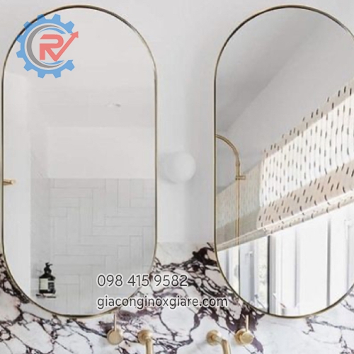 Gương soi khung inox mạ vàng PVD theo yêu cầu 