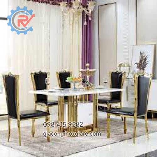 Bộ bàn ghế ăn inox mạ Titan cao cấp.