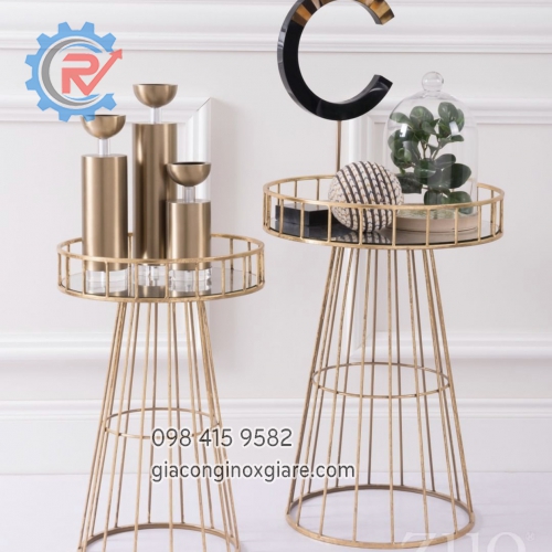 Kệ trang trí inox mạ Titan vàng 