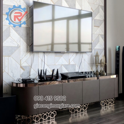 Tủ console trang trí để tivi phòng khách mạ PVD 