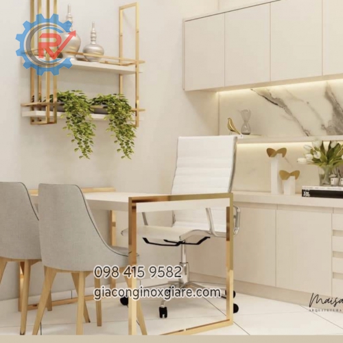 Nhận gia công, lắp đặt trang trí nội thất inox mạ PVD vàng cao cấp 