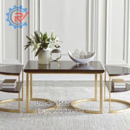 Bàn trà mạ vàng kiểu dáng hiện đại sang trọng 