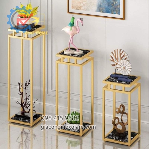 Kệ đôn trưng bày, kệ trang trí inox mạ PVD 