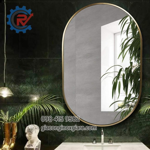 Gương khung inox mạ vàng Tital đẳng cấp sang trọng 