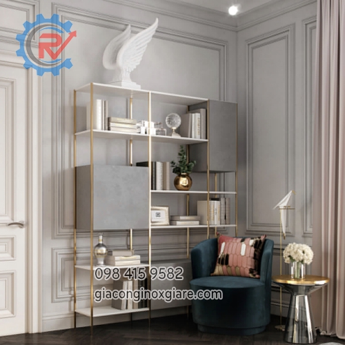 Nội thất phòng làm việc inox mạ PVD theo phong cách Luxury