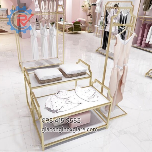 Kệ trưng bày shop thời trang mạ PVD màu 