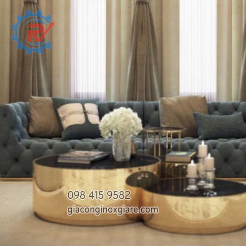 Bàn sofa cao cấp inox mạ vàng 