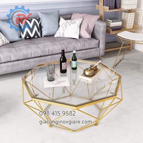 Bàn trà sofa cao cấp mạ vàng PVD 