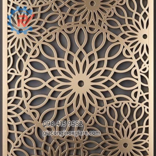 Vách ngăn inox cắt CNC mạ PVD vàng gold 