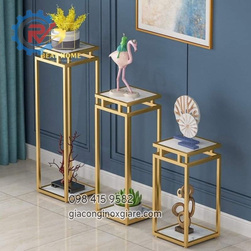 Kệ đôn trưng bày, kệ trang trí inox mạ PVD 