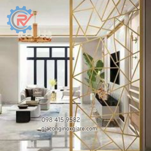 Vách ngăn inox vàng gold 