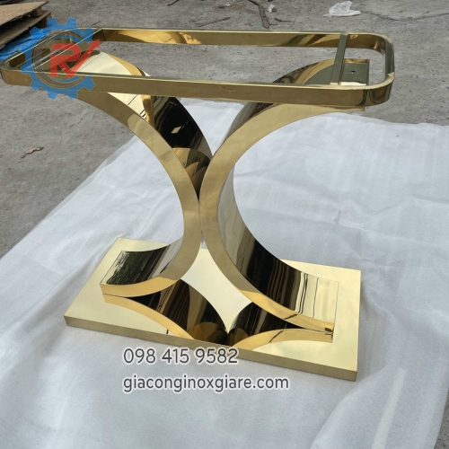 Chân bàn trang trí chữ X mạ PVD vàng cao cấp 