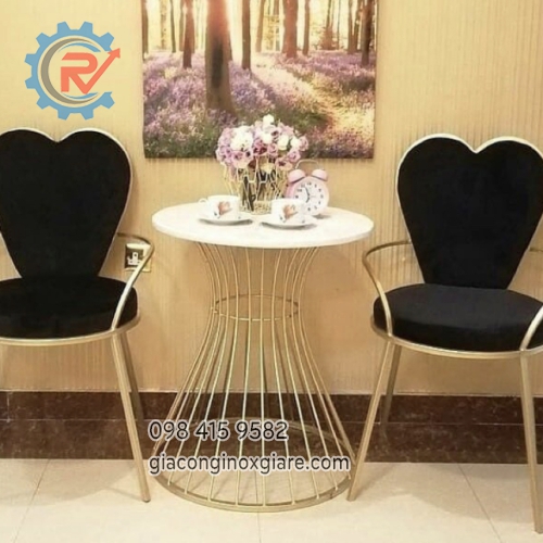 Bộ bàn ghế cà phê inox mạ PVD cao cấp 