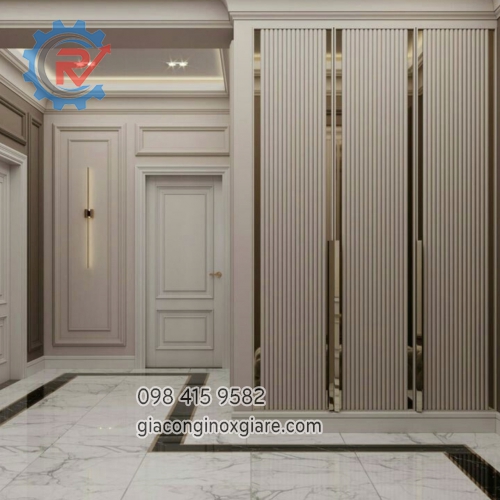 Mẫu tủ inox vàng gương 8K sang trọng, đẳng cấp.