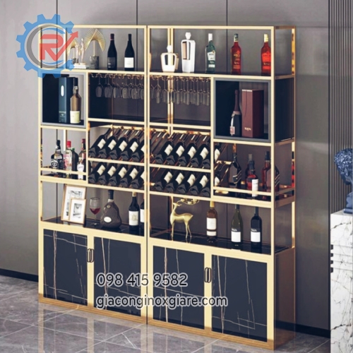 Tủ trưng bày rượu cao cấp mạ vàng 
