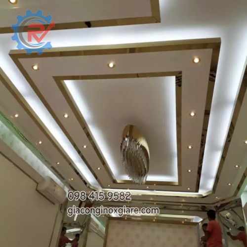 Nhận thi công, lắp ráp trần  inox mạ vàng 