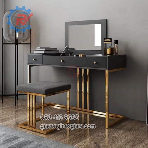 Bàn trang điểm màu đen mạ vàng đẳng cấp sang trọng