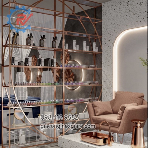 Gia công nội thất inox mạ PVD tiệm nail