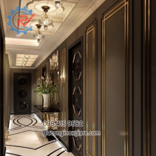 Trang trí tường trần inox mạ PVD 