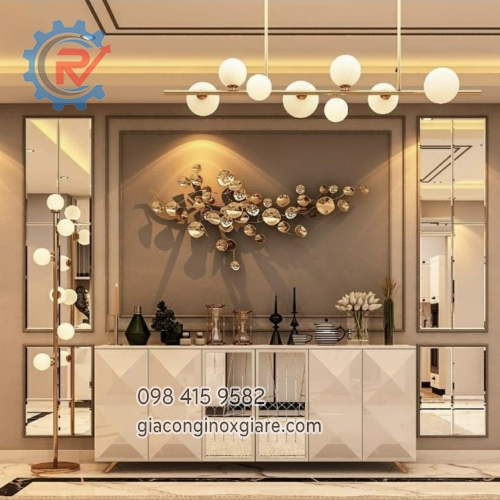 Nhận gia công, lắp đặt trang trí nội thất inox mạ PVD vàng cao cấp 