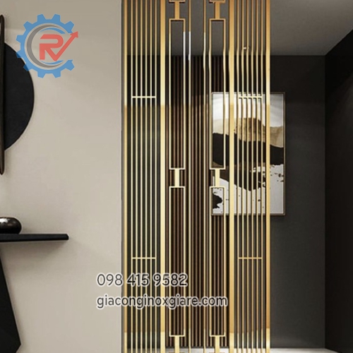 Vách ngăn trang trí inox mạ vàng theo yêu cầu 