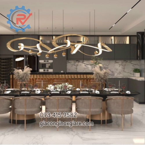 Đơn vị chuyên gia công nội thất nhà bếp  inox mạ vàng PVD 