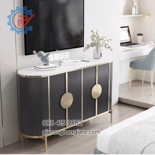 Tủ tivi phòng khách mạ vàng Titan đẳng cấp sang trọng 