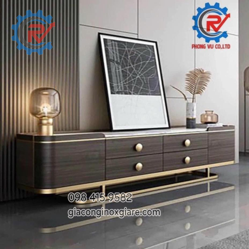 Tủ ti vi cao cấp mạ vàng PVD 
