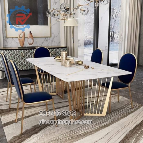 Bộ bàn ăn mạ vàng cao cấp