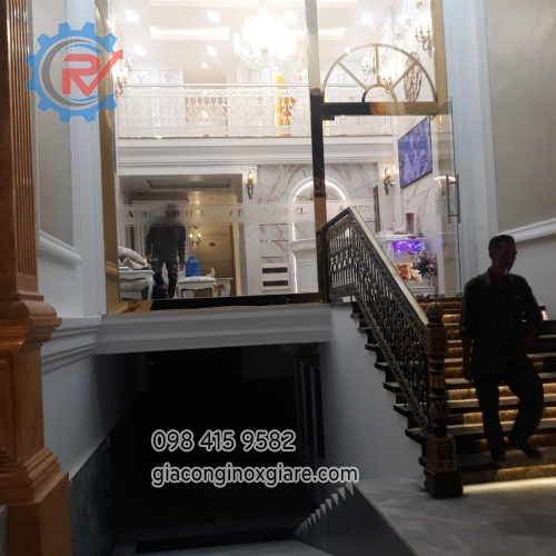 gia công sản xuất, thi công lắp đặt nội thất inox mạ vàng PVD