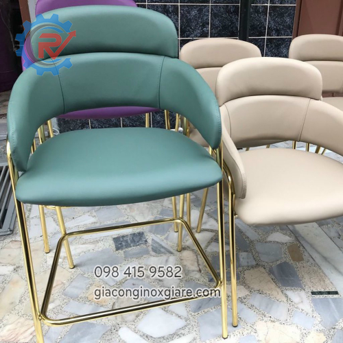 Ghê bàn ăn khung inox mạ vàng PVD