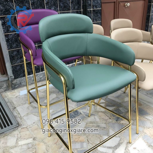 Ghê bàn ăn khung inox mạ vàng PVD