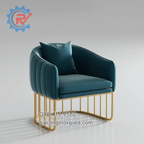 Ghê bàn ăn khung inox mạ vàng PVD