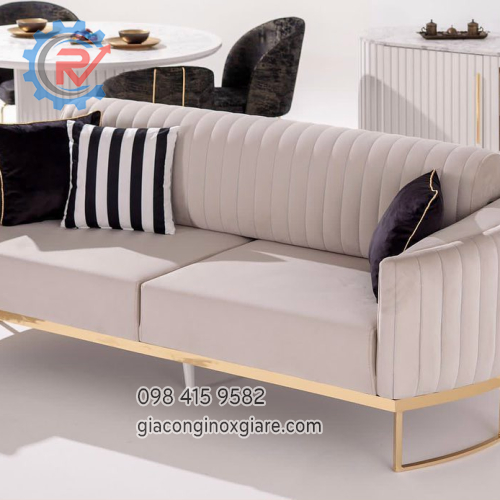 Ghê bàn ăn khung inox mạ vàng PVD