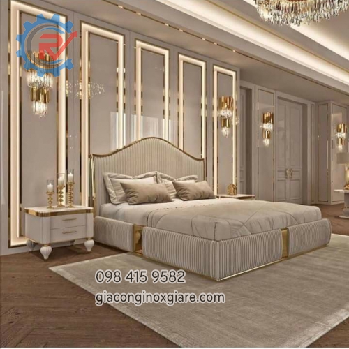 Nhận decor nội thất inox mạ vàng phòng ngủ theo phong cách Luxury