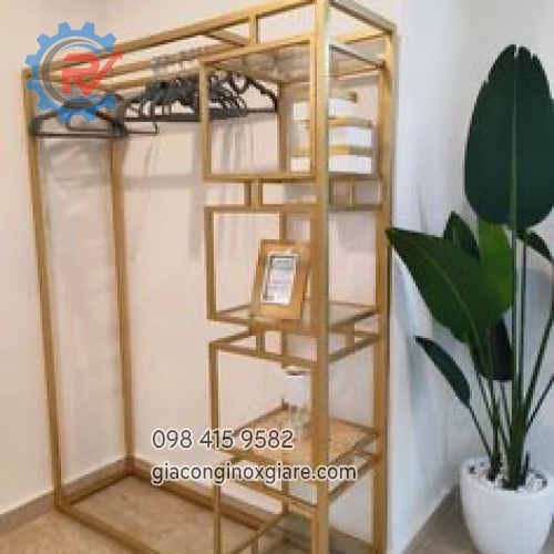 Kệ sách văn phòng inox mạ PVD vàng bóng