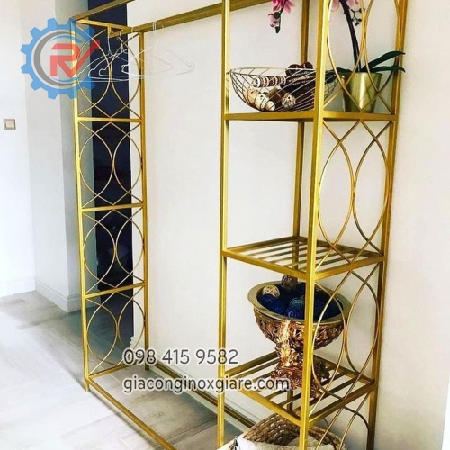 Kệ sách trang trí inox mạ titan