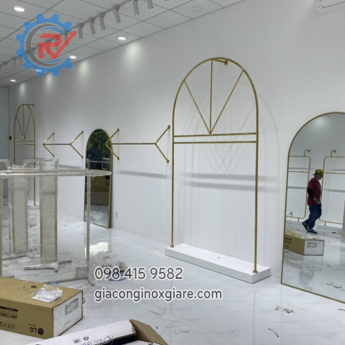 Khung gương inox mạ vàng 