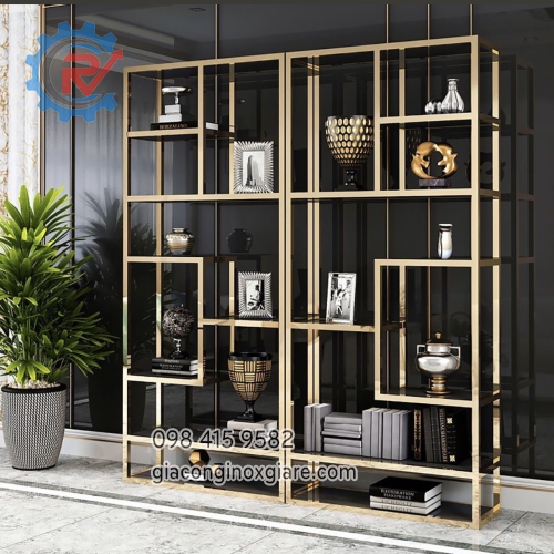 Tủ trang trí phòng khách mạ vàng cao cấp