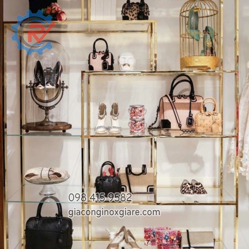 Kệ trưng bày shop bằng inox mạ PVD cao cấp