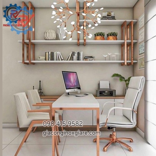 Nội thất phòng làm việc mạ vàng PVD theo yêu cầu