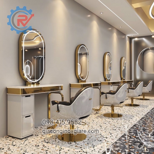 Khung gương inox mạ vàng 