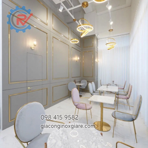 Gia công sản xuất bàn ghế quán cà phê cao cấp inox mạ PVD